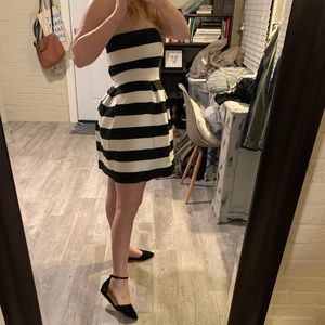 Strapless striped baby doll dress